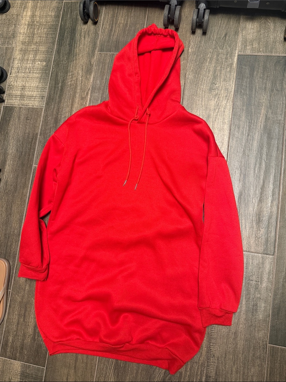 Long Red Hoodie Dress SHEIN